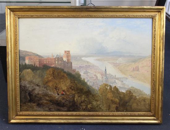 James Baker Pyne (1800-1870) View of Heidelberg, Germany, 22.5 x 31.5in.